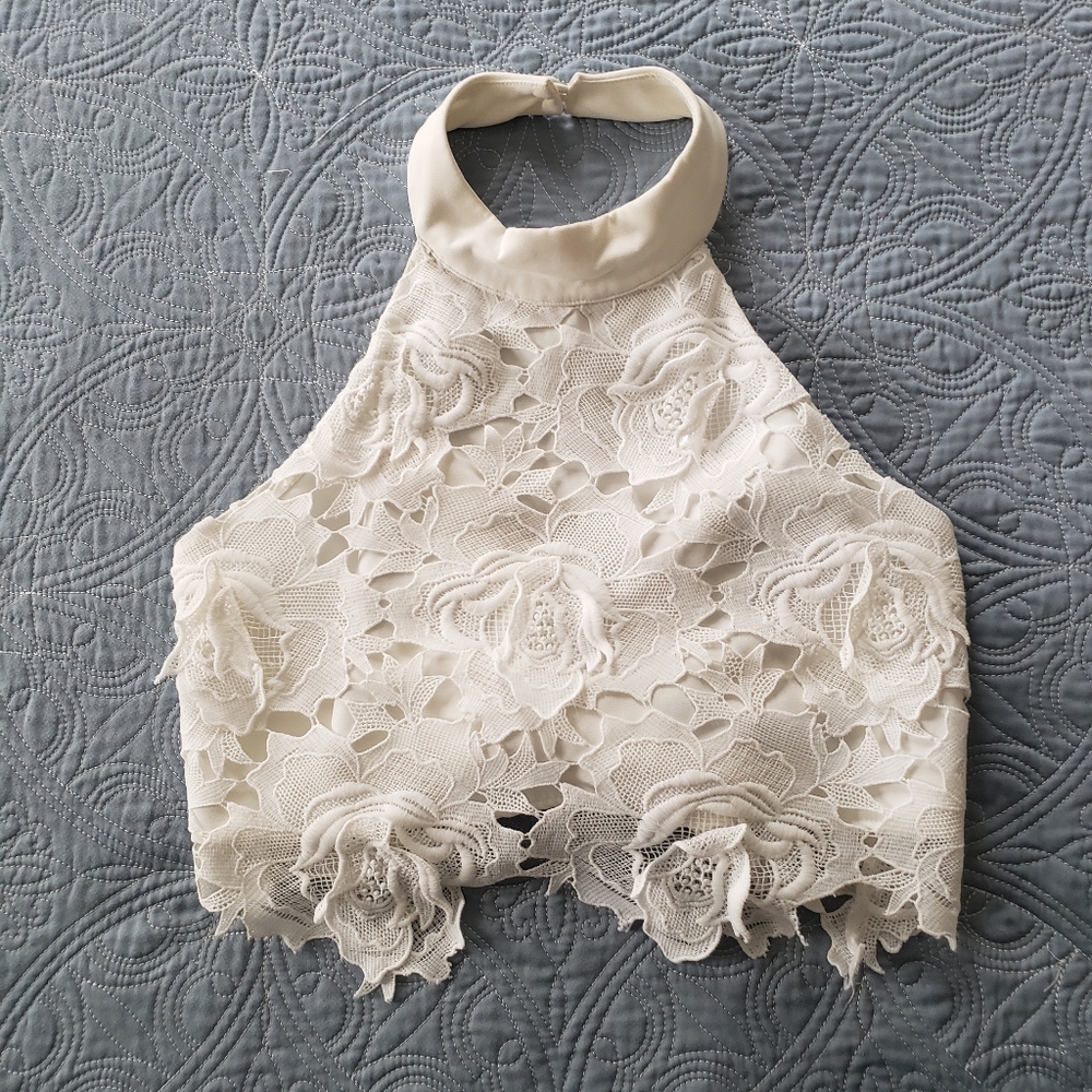 Backstage Lace Halter Crop Top